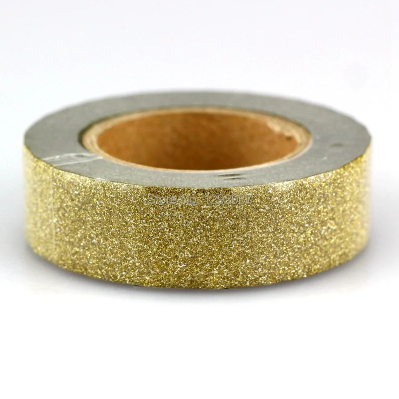 1PCS 15mm*10m Dark Gold Glitter Tape Decorative Washi Tape Paper DIY