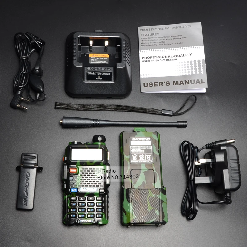 BAOFENG UV-5R рация с 3800 мАч литий-ионная батарея камуфляж 136-174/400-520 МГц двухдиапазонный двухстороннее радио VHF/UHF UV5R