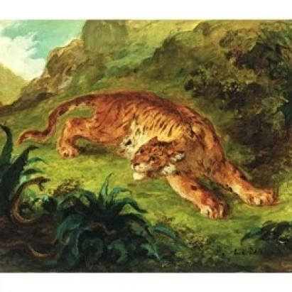 Tiger and Snake  1858 Poster Print by Eugene Delacroix (36 x 24)