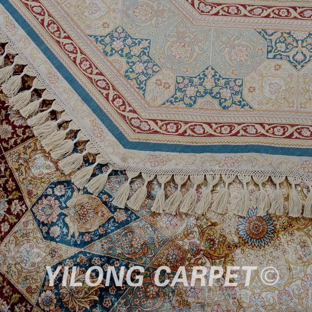 Yilong 9'x9' турецкий круглый шелковые ковры ручной работы изысканный Тебриз oriental круглый ковер (1597)