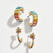 С модными красочными стразами круглые Винтажные серьги-гвоздики вечерние заявление кристалл, Золотые серьги ювелирные изделия в стиле "Бохо" Подарки