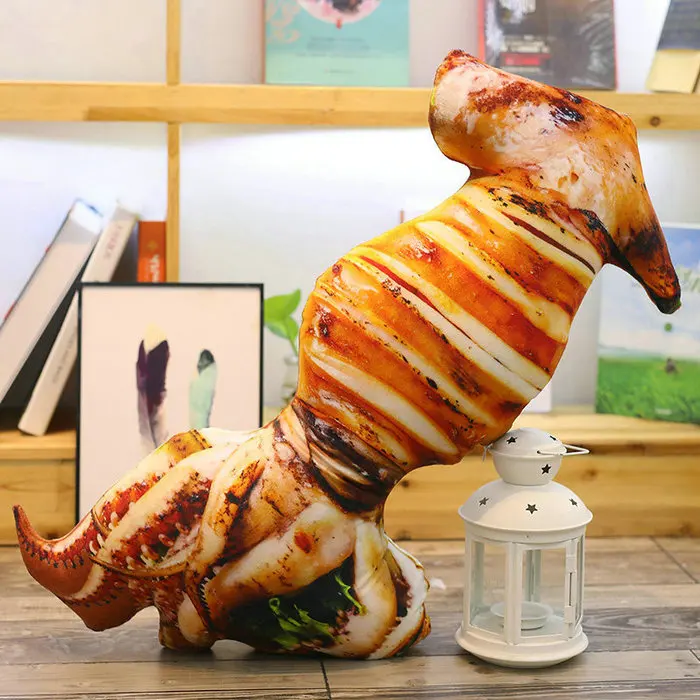 58cm Плюшевая имитация еды, рыба на гриле/куриная нога, Фаршированная Подушка и жареное крыло/кальмар, мягкая кукла для барбекю, Детская креативная игрушка для выпечки - Цвет: 58cm