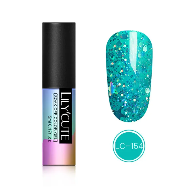 LILYCUTE 5ml Color Gel Polish Holographic Colorful Glitter Sequins UV Soak Off Long Lasting Gel Polish Nail Art Varnish - Цвет: LC 154