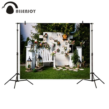 

Allenjoy photography background wedding nature grass flower love backdrop photo studio photocall printed photobooth