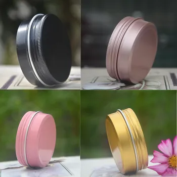 

50pcs/lot 10g 30g 60g Colorful Cosmetic Aluminum Jars Pink Black Gold Personal Care Cream Mask Soap Packaging Container Pots