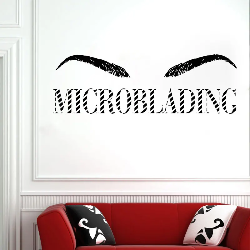 

Eyebrow MICROBLADING Wall Decal Window Door Vinyl Sticker Woman Face Deco For Beauty Salon Waterproof DIY SL04