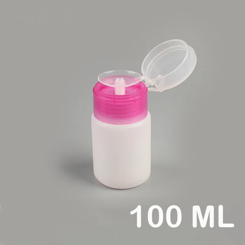 LadyMisty 100/200 мл стеклянные бутылочки для лака для удаления спирта жидкий пресс насосная пустая бутылка дизайн ногтей УФ гель очиститель - Цвет: 100ml pink