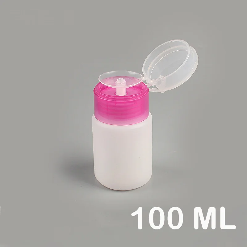 100ml pink LadyMisty 100/200 мл стеклянные бутылочки для лака для удаления спирта жидкий пресс насосная пустая бутылка дизайн ногтей УФ гель очиститель - Цвет: 100ml pink