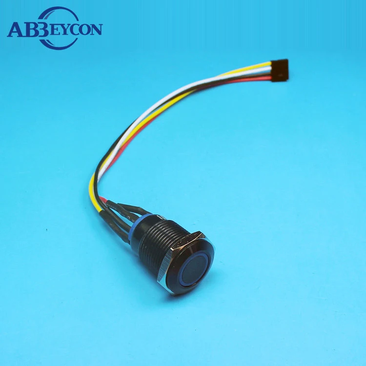 

16mm momentary button with connector brass nickled ring led illuminated light led switch good quality cable