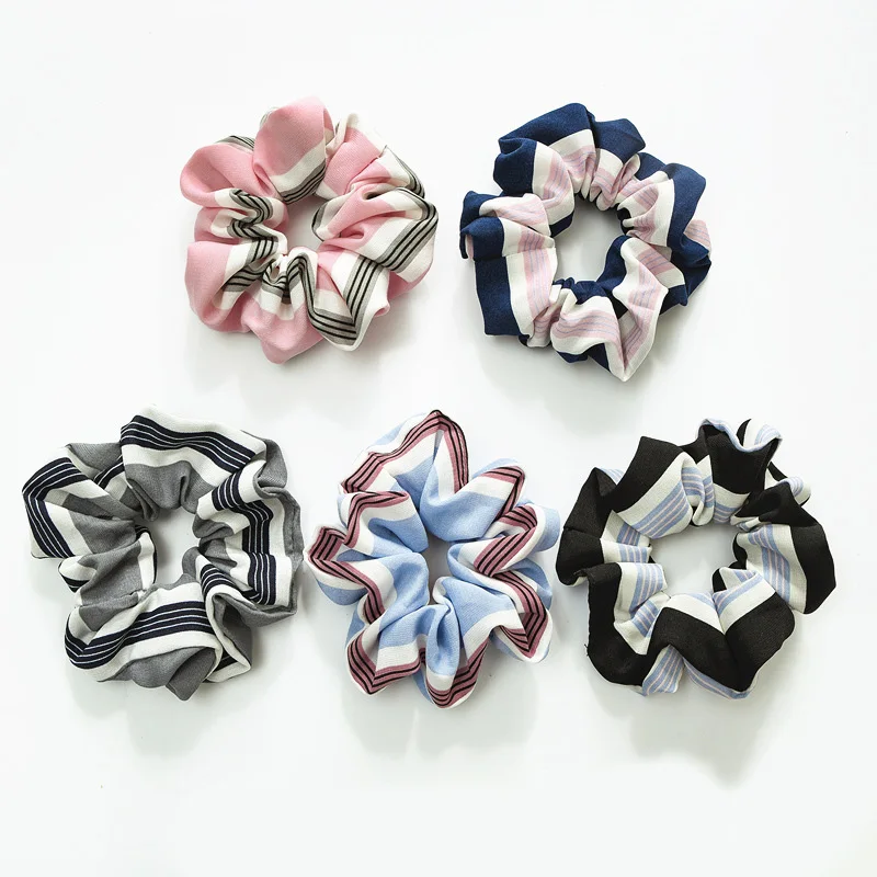 

Vintage Scrunchies Rubber Hair Ties Elastic Hair Bands Striped Ponytail Holder Patchwork Scrunchy Women Summer Hair Accessories
