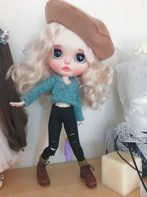 1/6 blyth кукольная одежда Pullip модные кукольные аксессуары свитер+ джинсы с дырками костюм 30 см bjd blyth кукольная одежда для Барби