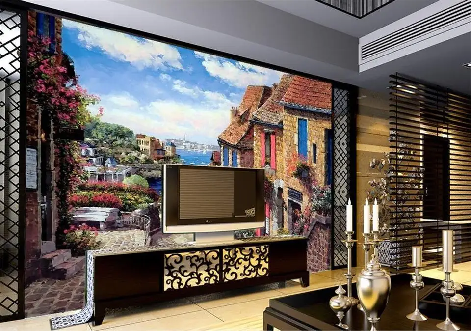 

Custom 3d photo wallpaper room mural Europe rural landscape oil painting 3D photo sofa TV background non-woven photo wallpaper