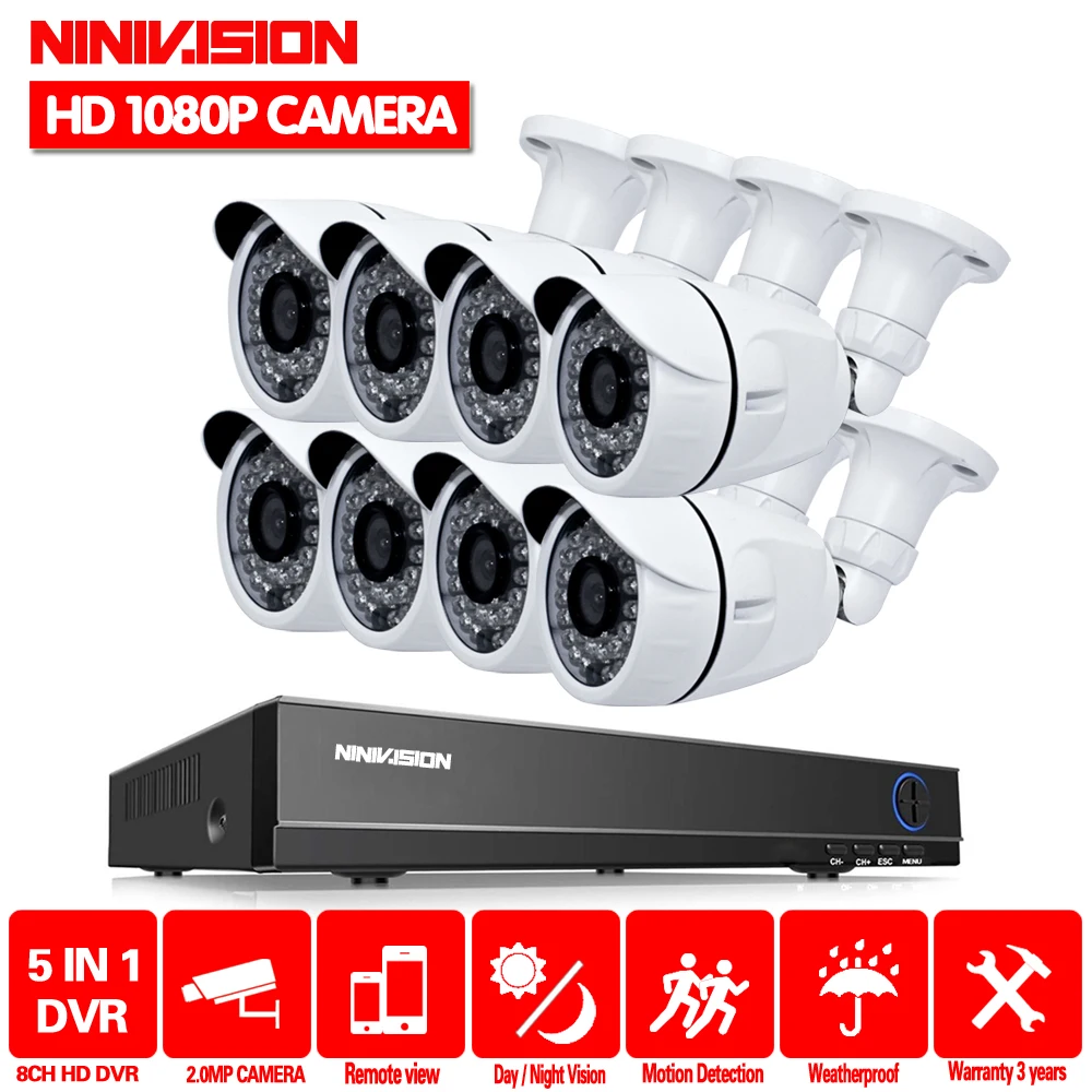Excellent Full HD 1080P 3000TVL CCTV security system 8CH 1080P AHD DVR kit 8*2mp Outdoor video surveillance security camera kit WIFI DVR 1