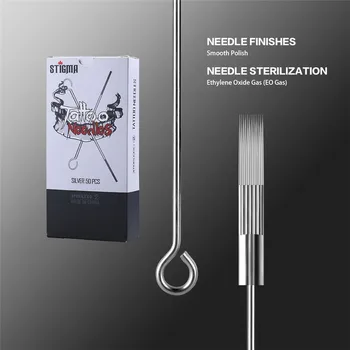 

50Pcs/Box Sterilized Disposable Tattoo Needles Medical Round Shader For Tattoo Machines Gun Liner Shader Grip Body Arts Kit
