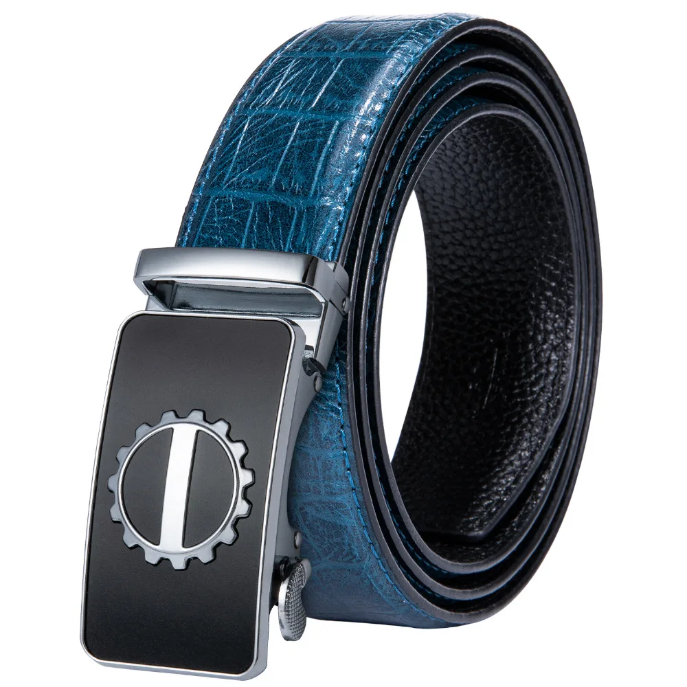 High Quality Genuine Leather Belts For Men Automatic Buckle Blue Leather Belt Men Belts 110cm