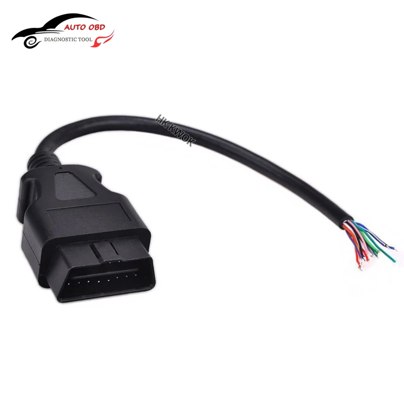 

30cm OBD OBD2 OBD 2 OBD-II 16 Pin Male Any Car Scanner Extension Cables Connector Opening Plug Cable 16pin Adapter 2016