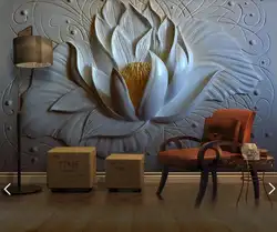 3D 8D креативная рельефная водяная Лилия Цветок настенная Фреска фото настенная бумага Гостиная фон настенная бумага рулон цветочный