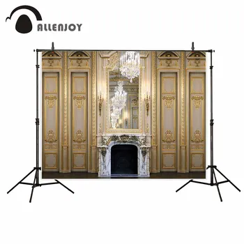 

Allenjoy Palace luxurious wall chandeliers fireplace photography backdrops photographic background new Year decoration