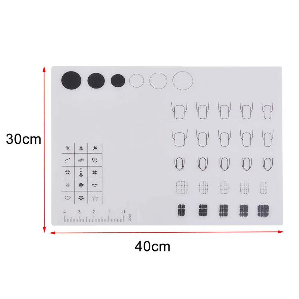 Складной для практики дизайна ногтей силиконовый коврик для окрашивания коврик для полировки наклейка направляющая для стемпинга печать дисплей передачи покрытия инструменты для палитры