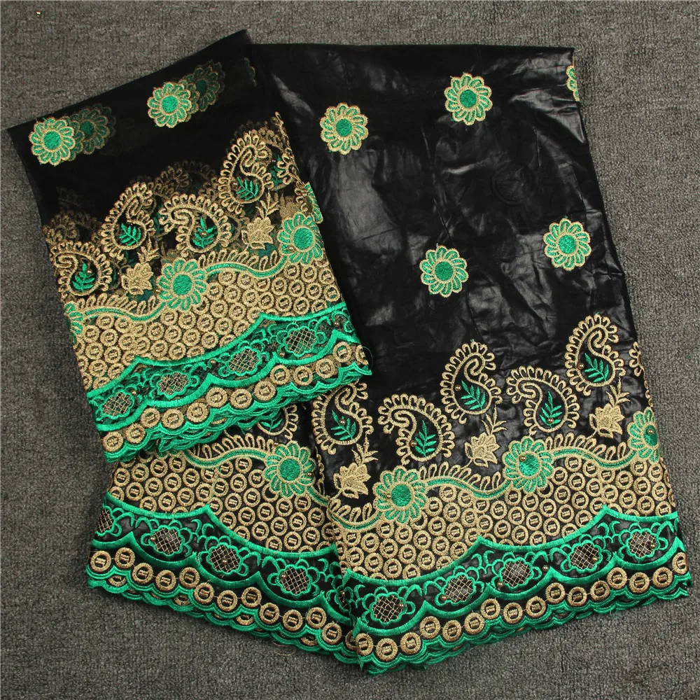 

Most Popular Green/Gold Bazin Riche Embroidery Design Nigerian African Lace Fabrics For Wedding 2018 X452-1