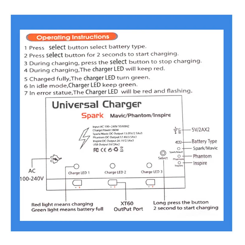 Универсальный Зарядное устройство 3 канала Выход 5V для DJI Spark Mavic Pro Phantom Inspire Drone Прямая поставка 1013