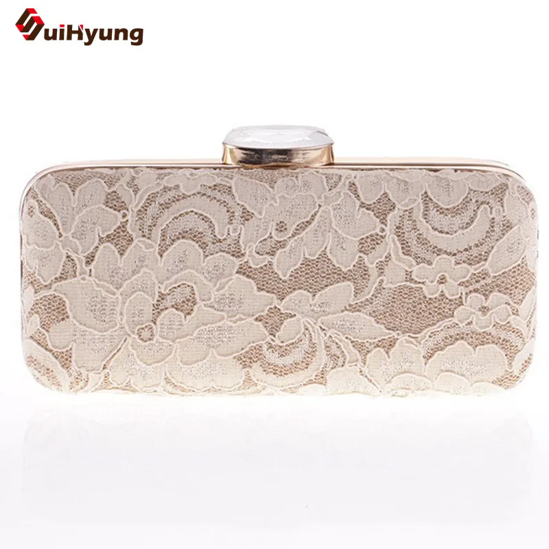 

2016 New Women Day Clutches Exquisite Lace Flower Diamond Evening Bag Wedding Party Handbag Purse Ladies Chain Shoulder Bag