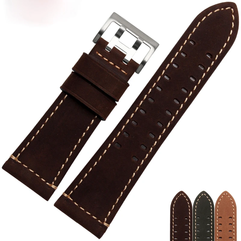 

The latest! Frosted leather watch band Male for Rumenos 1945 1879 1801 Military watch strap 26mm watch accessories