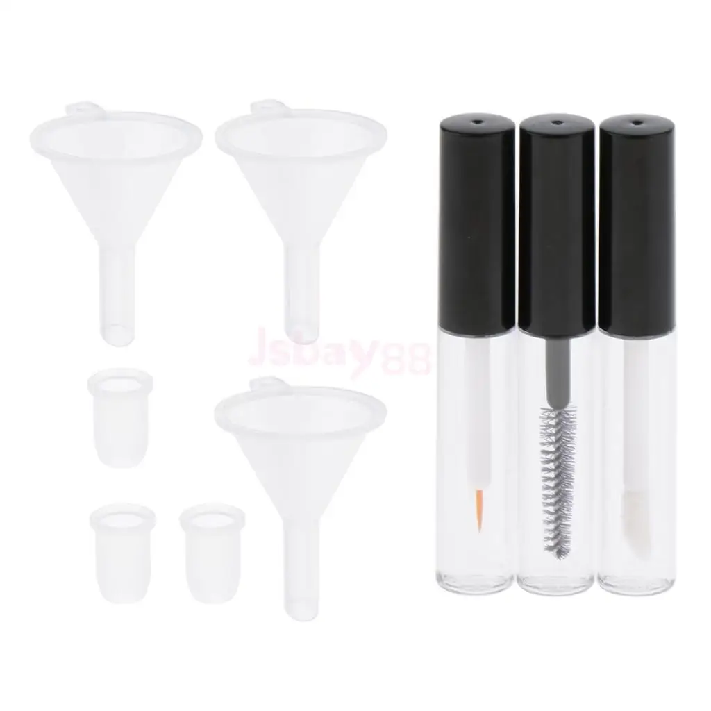 

3 Packs Refillable Empty Mascara Eyelash Growth Tube Eyeliner Bottle Lip Gloss Vials Containers with Wands Funnels