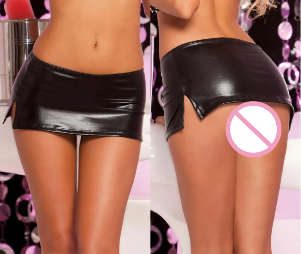 

Sexy Black Wet Look Latex Skirt Women Pole Dancing Club Wear Short Skirt Patent Leather Micro Mini Skirt Dancing Skirt Nightclub