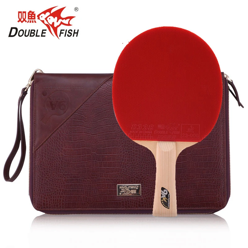 الأصلي مزدوجة الأسماك 9A 9 نجوم السرو ألياف الكربون مضرب ترابيزة تنس بينغبونغ مضرب مع هجوم سريع بثرة في حقيبة جلدية