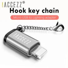 Адаптер ACCEZZ OTG Micro USB для освещения для iPhone X 8 7 XS XR MAX Plus Быстрая Зарядка Синхронизация данных 8-контактный разъем с брелоком