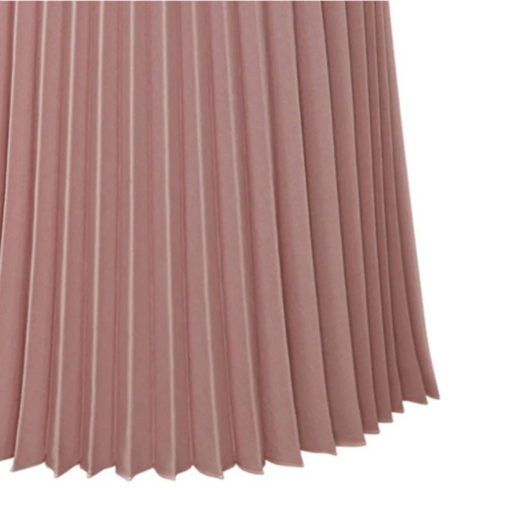 Юбки женские черные розовые цвета плиссированные элегантные миди с эластичной талией повседневное Макси платье юбка средней длины Женская Летняя мода
