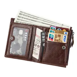 THINKTHENDO Для Мужчин's Винтаж короткие кредитной держатель для карт портмоне и кошельки Двойные ID наличные портмоне клатч Billfolds 2018 Новый