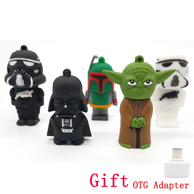 Мультяшный USB 2 0 для звездных войн Usb флеш-накопитель с адаптером OTG 4 ГБ 8 16 32 64