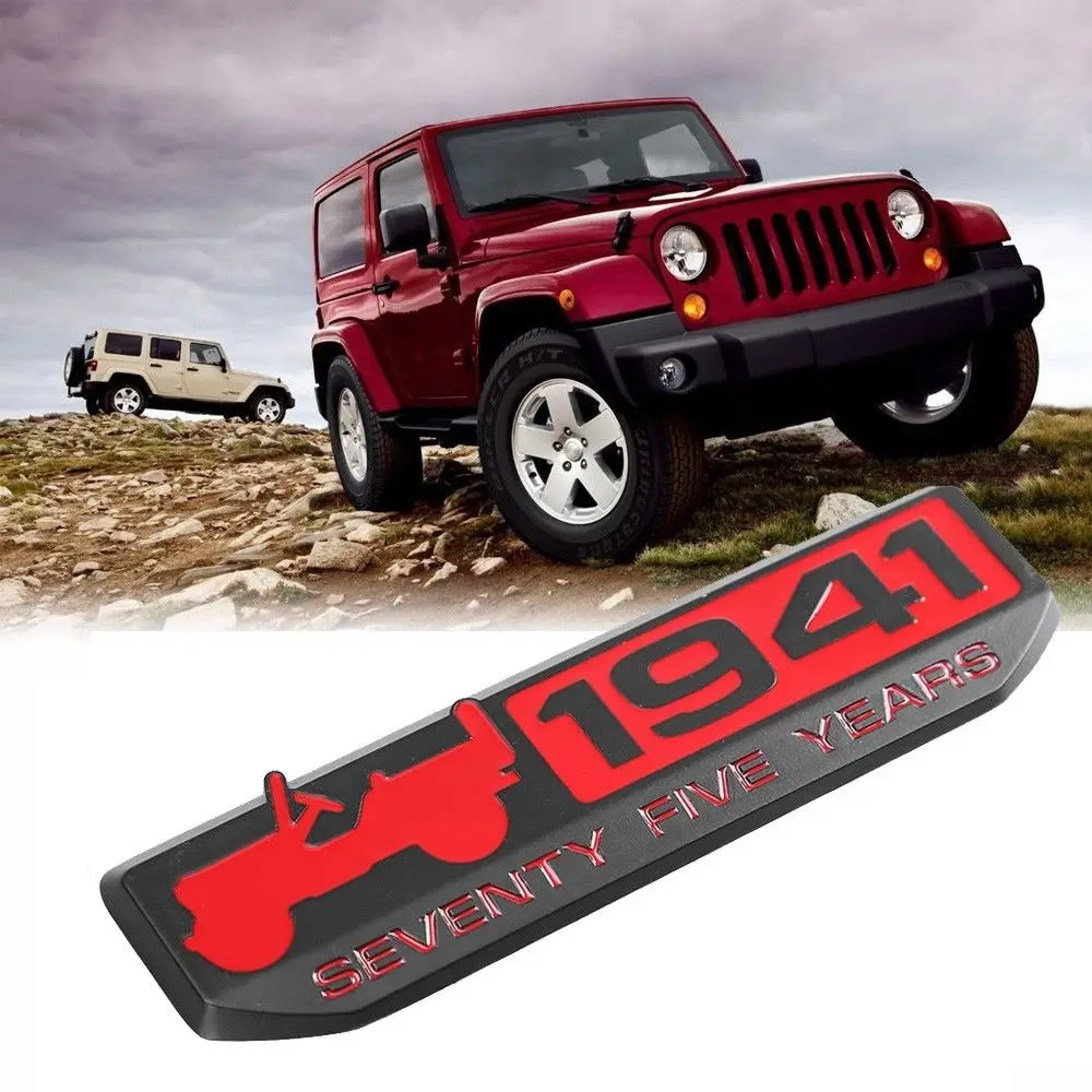 75 Years Since 1941 Red Anniversary Car Emblem for Jeep
