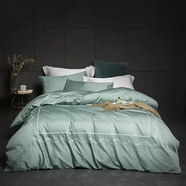 Online Shop Fresh Light Green Bedding Set With Beautiful