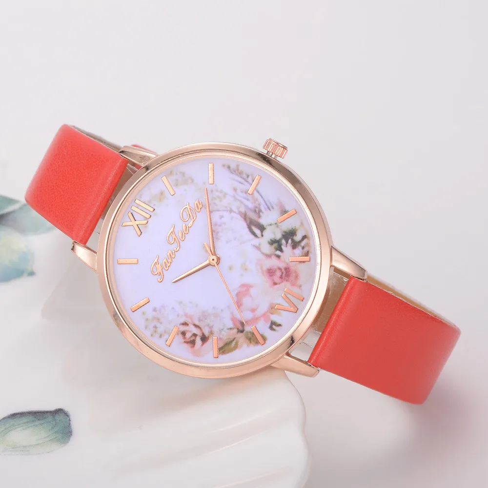 Relojes Para Mujer женские часы с кожаным ремешком, роскошные Брендовые Часы Times, женские часы, креативные часы с цветами, Bayan Kol Saati* A