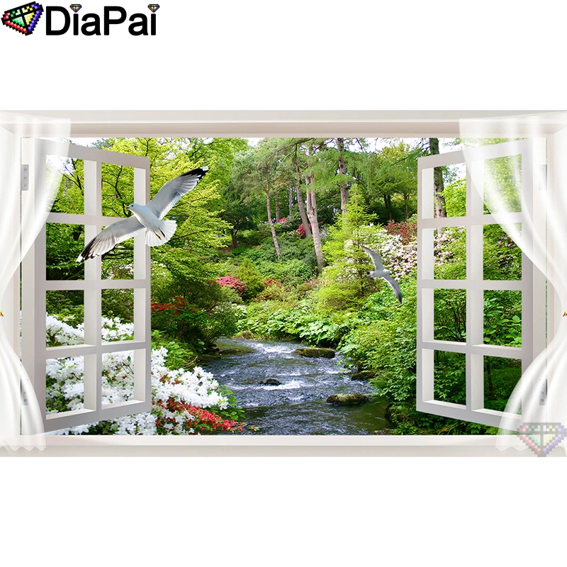

DIAPAI 5D DIY Diamond Painting 100% Full Square/Round Drill "Window view" Diamond Embroidery Cross Stitch 3D Decor A22411