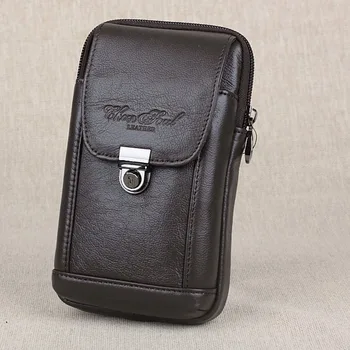 

Hot Genuine Leather Brands Waist Bag For Men Skin Belt Case Cell/Mobile Phone Bags Purse fashion Fanny Pack wallet Gift New