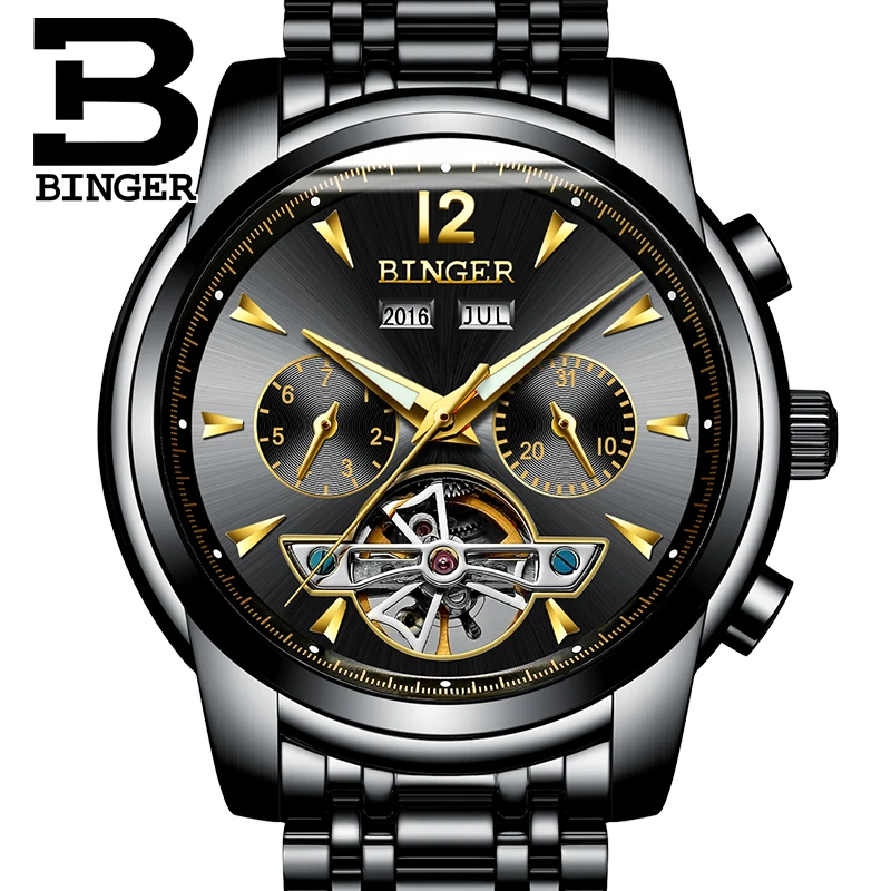 Prix pour BINGER Plein Calendrier Tourbillon Mécanique Mens Montres Haut Marque De Luxe Montre-Bracelet automatique Horloge Montre Homme Inoxydable stee Prix pour BINGER Plein Calendrier Tourbillon Mécanique Mens Montres Haut Marque De Luxe Montre-Bracelet automatique Horloge Montre Homme Inoxydable stee