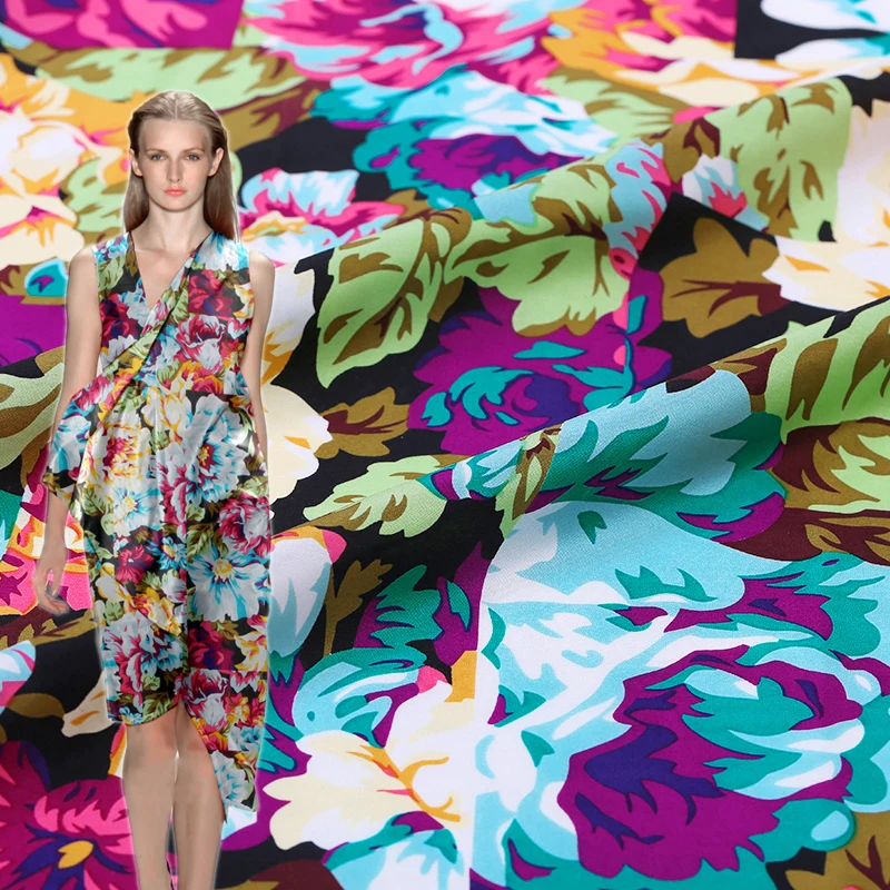 

High-end custom Silk silkworm habotai Digital Printed clothing DIY Fabric,Beautiful flowers Silk Fabric For Dress DIY Sewing