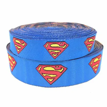

ZERZEEMOOY wholesale 5/8" 7/8" 16mm 22mm 10yards/lots Polyester superman Woven Jacquard Ribbon For Dog Collar
