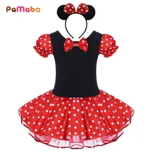 PaMaBa с Минни-Маус для маленьких девочек, Детский костюм с головной повязкой детское цельнокроеное платье детское платье-пачка Балетная Танцы платье летняя одежда для девочек вечерние мини-платье