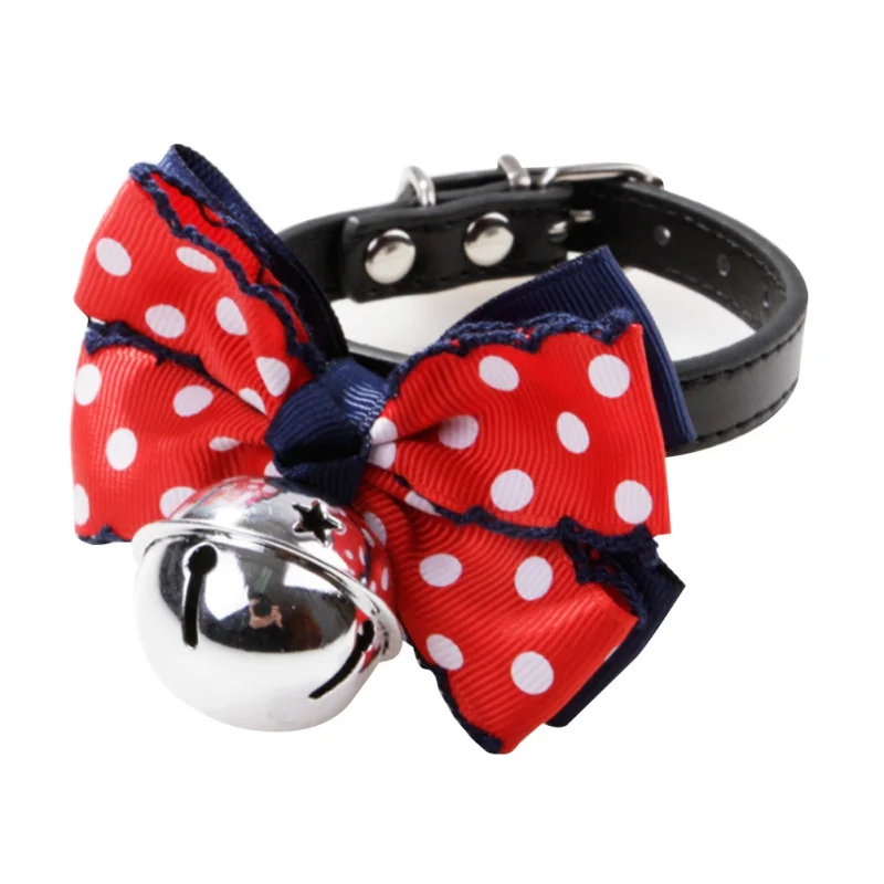Cute Dog Collar Big Bow-knot Tie Silver Bells Cat Collar Adjustable Puppy Quality Fashion Pet Supplies Hot Sales Beauty Products