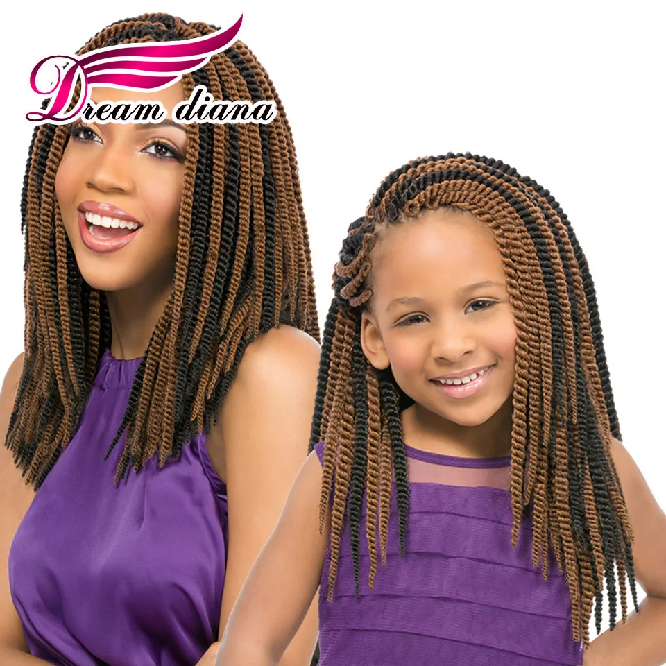 22 Inches Senegalese Twist Crochet Hair For Kids 12 Strands Havana