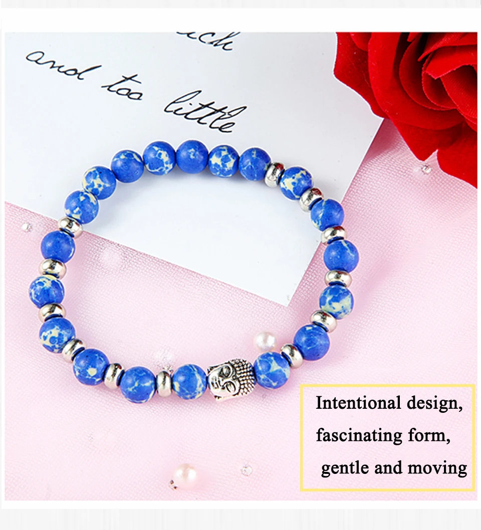 New Fashion Selection Stone Handmade Couple Eaded Bracelet Energy Buddhas Head Chakra Bracelets Male And Female Aura Buddha (12)