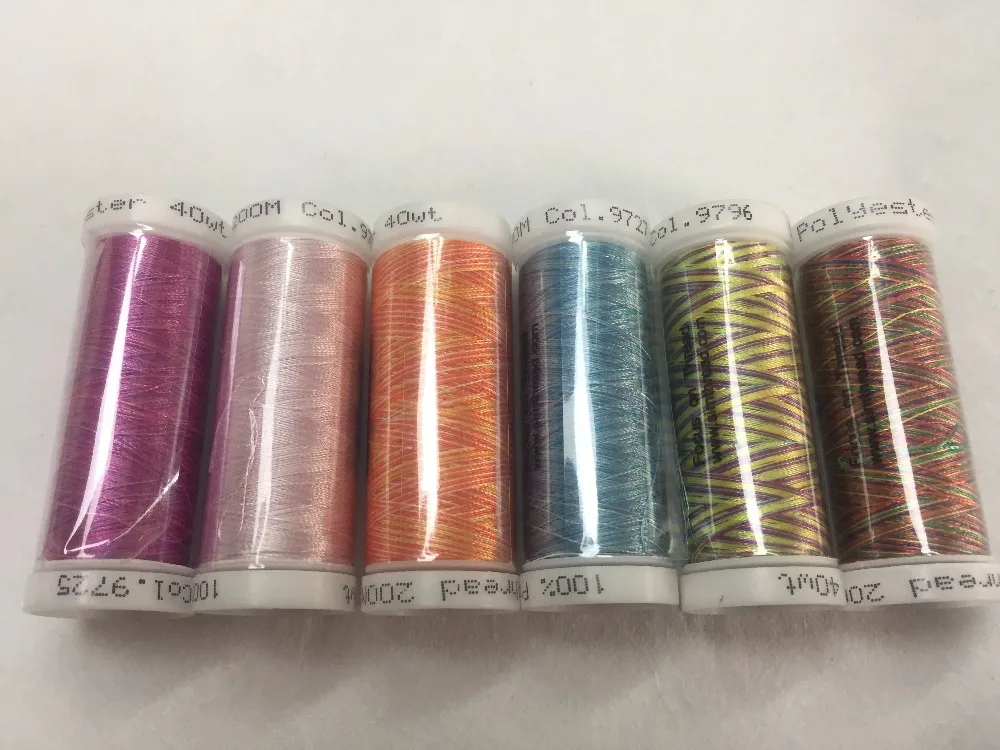 

Simthread Variegated Colors Multi-colors Polyester Embroidery Thread 6 Colors 300 Yards Per Spool