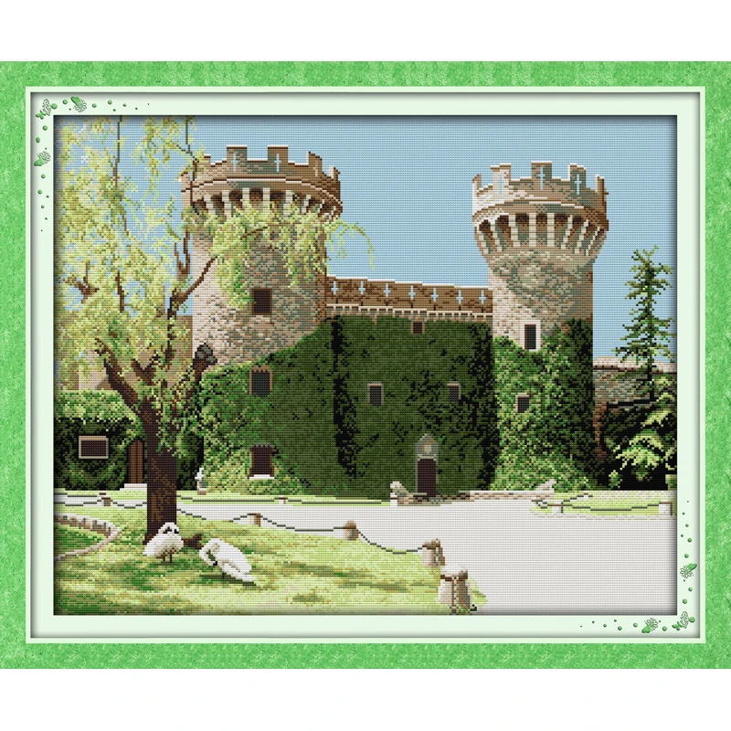 

Everlasting love Rural old castle Chinese cross stitch kits Ecological cotton stamped printed 11CT DIY New Christmas decorations