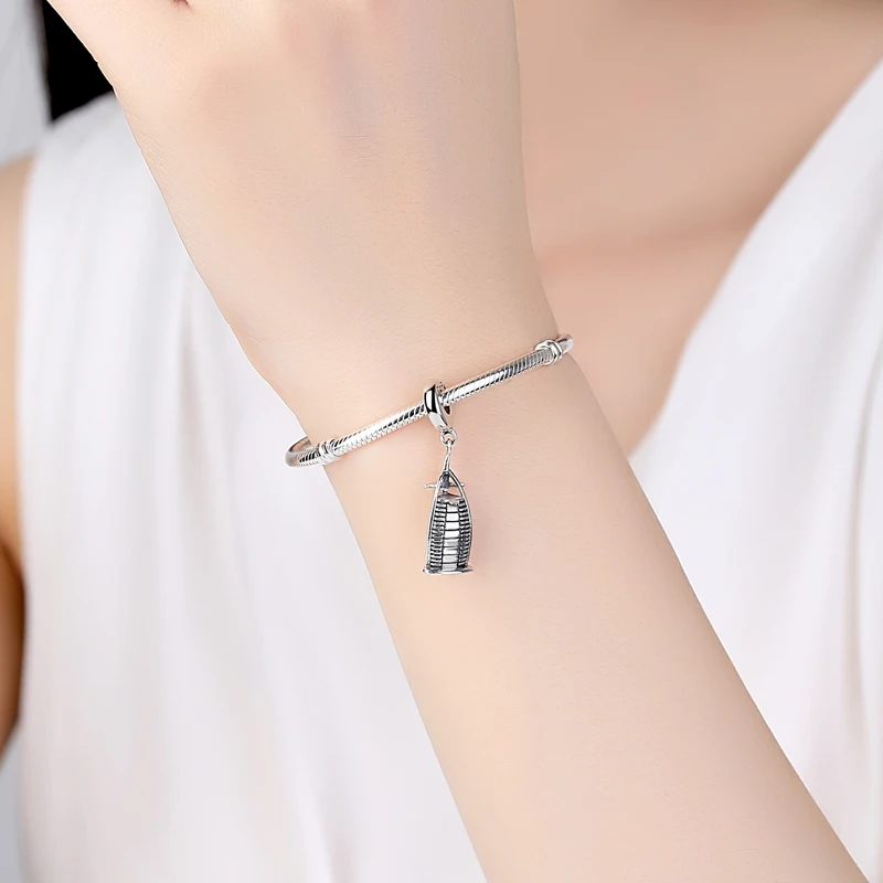New Authentic 925 Sterling Silver Charm Bead Travel Dubai Burj Al Arab Dangle Charms Fit  Bracelets Women DIY Jewelry 4