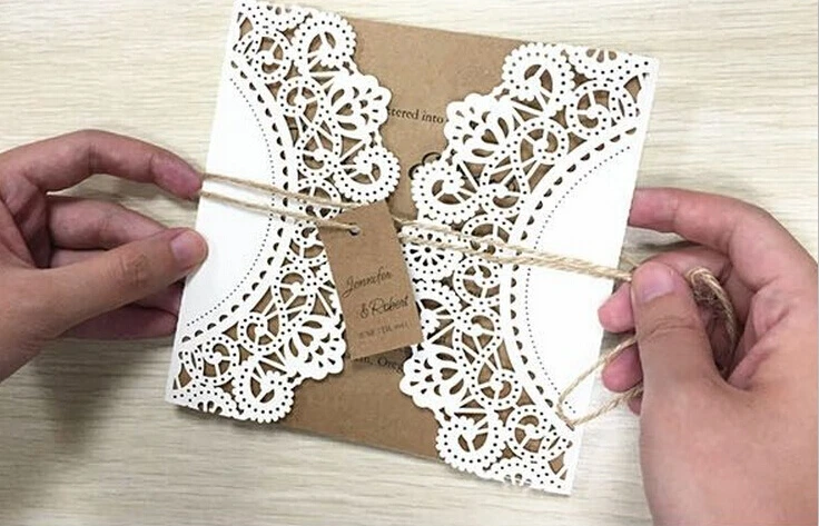  Wedding Invitation White Lace Invitation Cards - Sample Listing - 32649409472